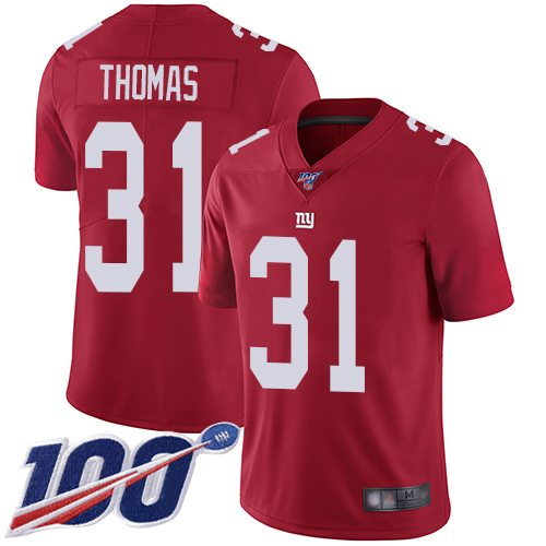 Men New York Giants 31 Michael Thomas Red Limited Red Inverted Legend 100th Season Football NFL Jersey